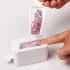 Weißer Nagelglitzer-Recyclingbehälter Maniküre Sammeln Sie Pigmentpulver Mikroperlen Behälterhalter Zweischichtige Aufbewahrungsbox 2*Löffel+1*Trichter