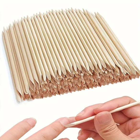 100 Stück Nagelhautschieber aus natürlichem Orangenholz - Geruchlose Nagelpflegewerkzeuge für Maniküre & Pediküre, Ideal für Zuhause und Salon