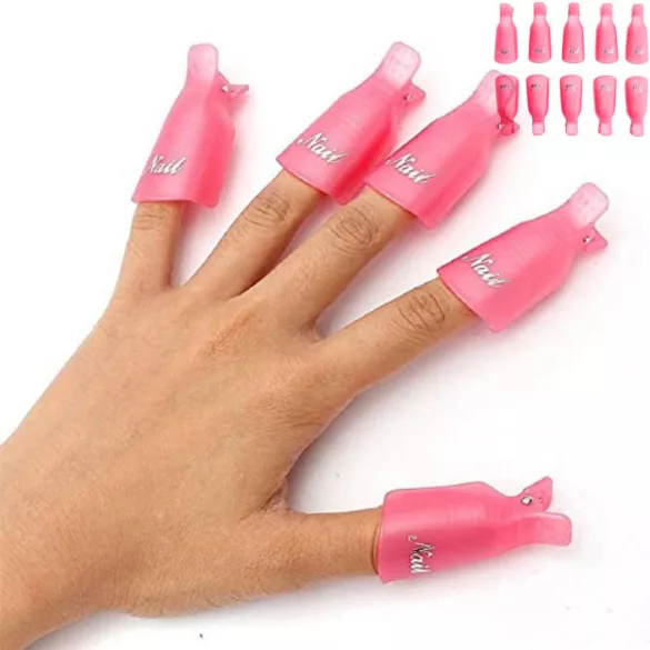 10 Stück UV-Gellack-Entferner-Set - Professionelle Kunststoff-Acryl-Nageldekorations-Soak-Off-Kappen für einfache Anwendung und Entfernung