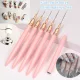 5er-Set Rosa/Schwarz Nail Art Pinsel für Details, Lange Nail Art Linienpinsel für Maniküregel Feine Designs