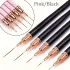 5er-Set Rosa/Schwarz Nail Art Pinsel für Details, Lange Nail Art Linienpinsel für Maniküregel Feine Designs