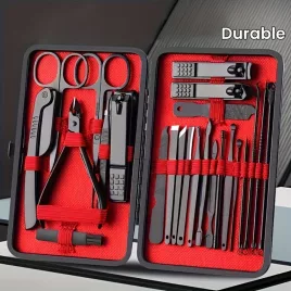   Professionelles Maniküre- und Pediküre-Set, präzise Nagelpflegewerkzeuge aus rostfreiem Stahl mit langlebiger Reisetasche, salonfähiges Pflegeset für Zuhause und unterwegs
