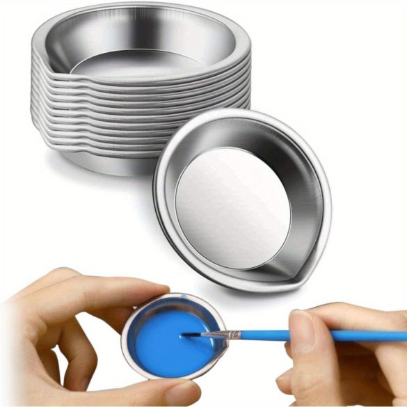 12-teiliges Mischfarbenpalette, runde Edelstahlpalette, Farbpigmentpalette für Zuhause und Schule