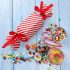 20 Stk. Rot Gestreifte Weihnachtsbonbon Geschenkboxen mit Bändern