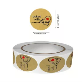   1 Rolle, Liebevoll Gebackene Aufkleber für Backwaren, Backaufkleber Etikett, Backwaren Aufkleber