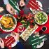 10er-Set, Filz-Besteckhalter für Weihnachtsbaum, Weihnachts-Bestecktasche, rot und grün für Weihnachtsfeiern, festliche Dinnerparty-Deko