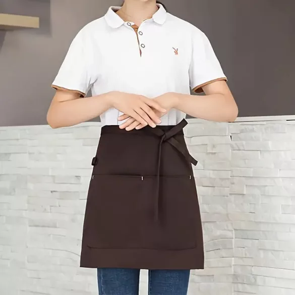 Einfarbige Polyester-Taille Schürze mit Tasche für Männer und Frauen, Schürze für Restaurant, Kassierer, Barista, Saft- und Cafébar