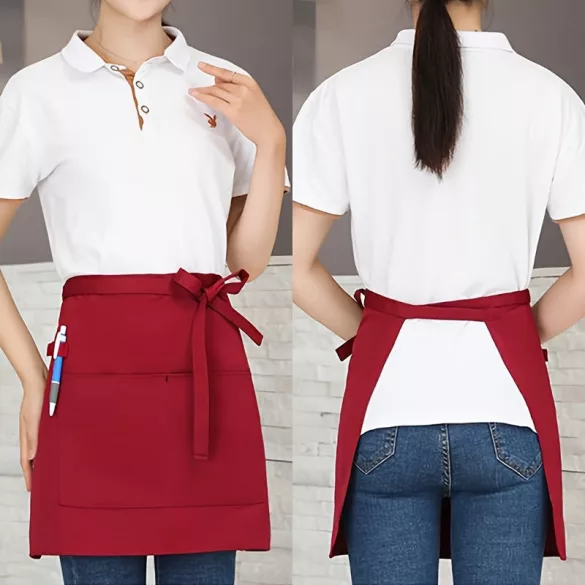 Einfarbige Polyester-Taille Schürze mit Tasche für Männer und Frauen, Schürze für Restaurant, Kassierer, Barista, Saft- und Cafébar