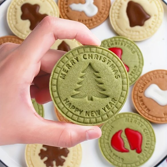 9-teiliges Weihnachtsplätzchen-Ausstecherset mit 3D-Prägestempeln für festliches Backen