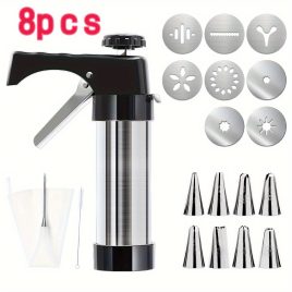   Edelstahl-Teigspender - Handlicher Churros-Maker mit mehreren Düsen - Vielseitige Teigpresse für spanische Churros und lateinamerikanische Gebäckstücke