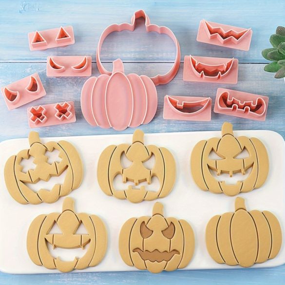 10-teiliges Halloween Kürbisförmiges Plätzchenausstecher-Set