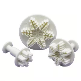   3-teiliges Schneeflocken-Ausstecherset, Kunststoff-Weihnachts-Gummiformen für festliches Backen