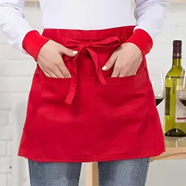   Lebhaft rote Küchenschürze mit Taschen für Männer und Frauen - Perfekt für Restaurants und Grillabende