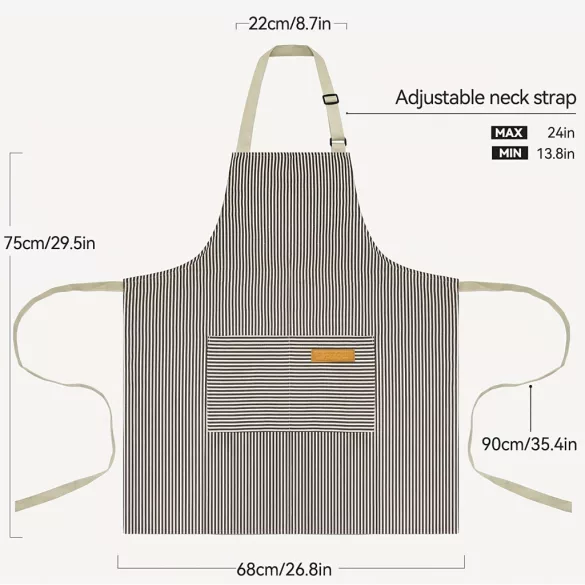 1 Stk., Baumwollschürze, schwarz-weiß gestreifte verstellbare Schürze, unisex Schürze mit Tasche, Küchenschürzen für Köche, für Damen und Herren, Küchenzubehör