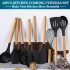 43-tlg./Set, Silikon Kochgeschirrset, Antihaftbeschichtet, Hitzebeständiges Küchenutensilienset mit Holzgriff zum Backen, Kochen, Rühren