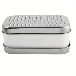   Edelstahlreibe, Handgemüse- und Obstreibe, Mehrzweckschneider mit Auffangbehälter