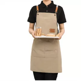   Leinwand wasserdichte Essenschürze mit Taschen, perfekt für Cafés und Restaurants