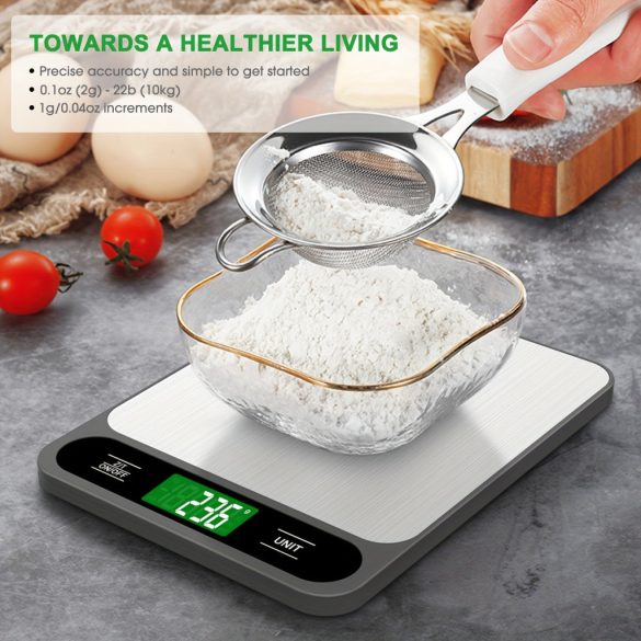 Lebensmittelwaage, 10 kg digitale Küchenwaage zum Backen und Kochen