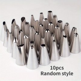   10-teiliges Edelstahl-Tortendekorationsset - DIY Zuckergussdüsen für Kuchen & Gebäck, Küchenbackzubehör