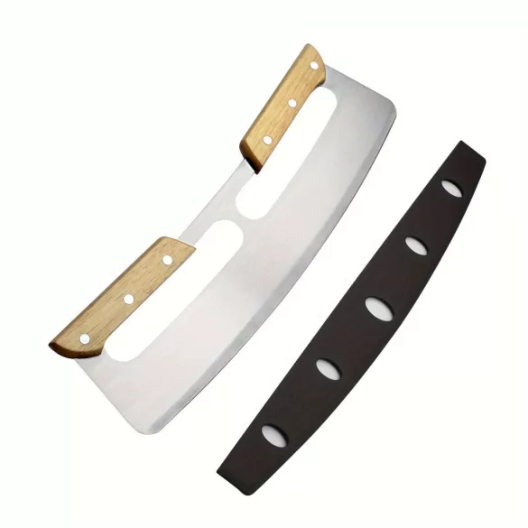 Edelstahl-Pizzaschneider mit Doppelholzgriff