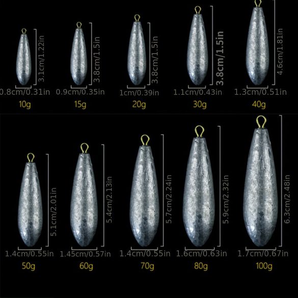 5 Stück Professionelle Angelsteifmacher - Bleiwassertropfen