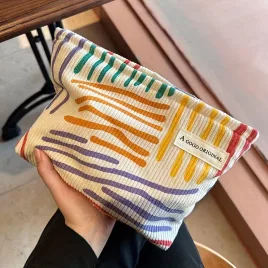 Kleine Bunte Gestreifte Schminktasche