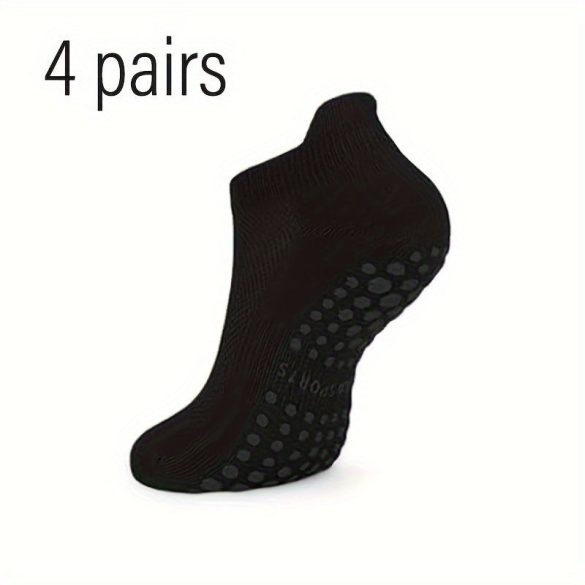 4 Paar Damen-Pilates-Socken, rutschfeste Noppen