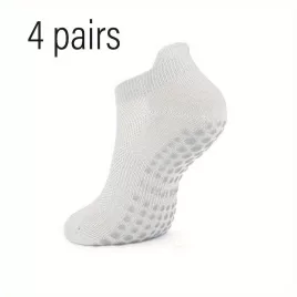 4 Paar Damen-Pilates-Socken, rutschfeste Noppen