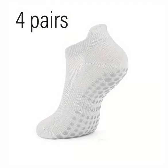 4 Paar Damen-Pilates-Socken, rutschfeste Noppen