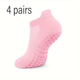 4 Paar Damen-Pilates-Socken, rutschfeste Noppen