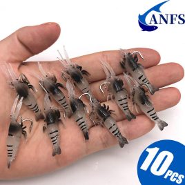 10 Stück Leuchtende Silikon-Garnelenköder mit Haken