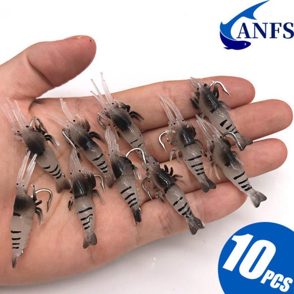 10 Stück Leuchtende Silikon-Garnelenköder mit Haken