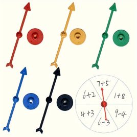 5 Stück Pfeil-Spielkreisel in Regenbogenfarben