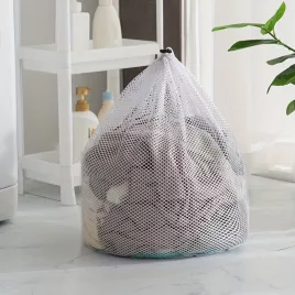   Wäschenetz mit Kordelzug, spezieller Schutzbeutel für Maschinenwäsche, verstärktes Netz-Wäschenetz - Größe L (60 × 50 cm)