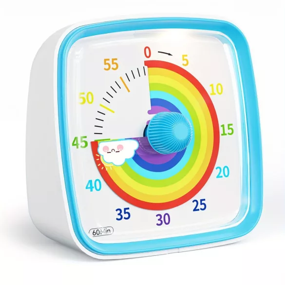 Yunbaoit Regenbogen-Visueller Timer mit Nachtlicht, 60-Minuten-Countdown, 2 AAA-Batterien
