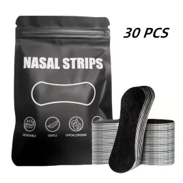   30 Stk. schwarze selbstklebende Nasenklammer, extra haltbar, bessere Schlafqualität und Atmung, hypoallergen
