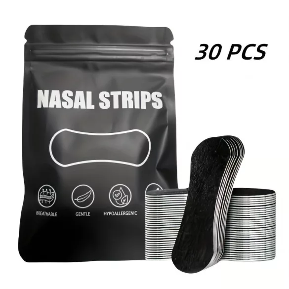 30 Stk. schwarze selbstklebende Nasenklammer, extra haltbar, bessere Schlafqualität und Atmung, hypoallergen