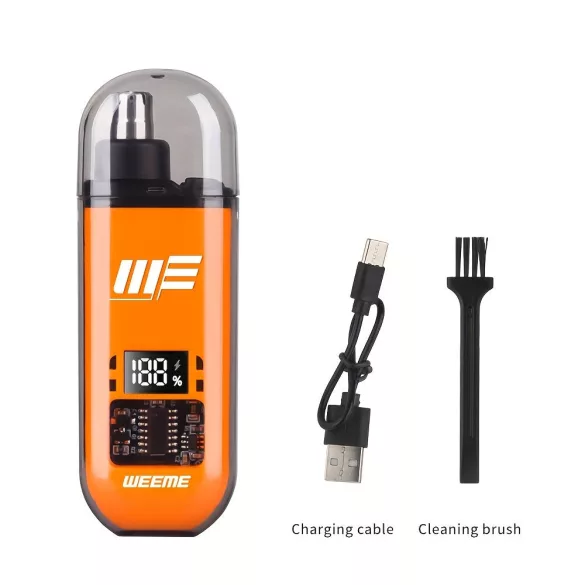 WEEME Herren USB-betriebener Ohr- und Nasenhaarschneider mit LCD-Display, wiederaufladbar, Schwarz