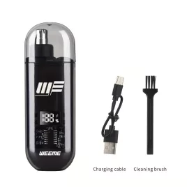   WEEME Herren USB-betriebener Ohr- und Nasenhaarschneider mit LCD-Display, wiederaufladbar, Schwarz