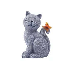   Solarbetriebene Katzenfigur Gartendekoration für draußen, mit leuchtendem Schmetterling, aus Harz gefertigt