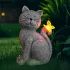 Solarbetriebene Katzenfigur Gartendekoration für draußen, mit leuchtendem Schmetterling, aus Harz gefertigt