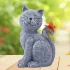 Solarbetriebene Katzenfigur Gartendekoration für draußen, mit leuchtendem Schmetterling, aus Harz gefertigt