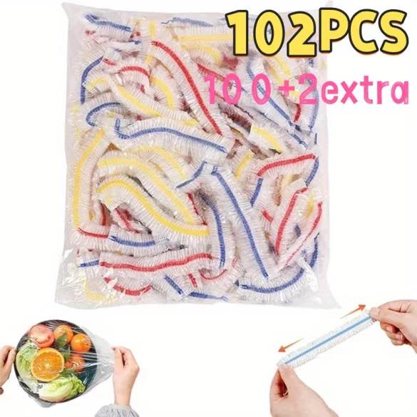 102 Stück Wiederverwendbare, flexible Lebensmittelabdeckungen, transparent