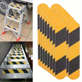   16 Stück rutschfeste Treppenstufenband, 4 × 33 cm, für Innen-/Außentreppen, Stufen und Boote, Schwarz und Gelb