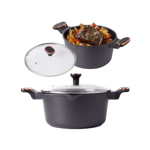 Tiefe Pfanne mit Deckel für Induktionsherd, antihaftbeschichtet, 5 Liter.