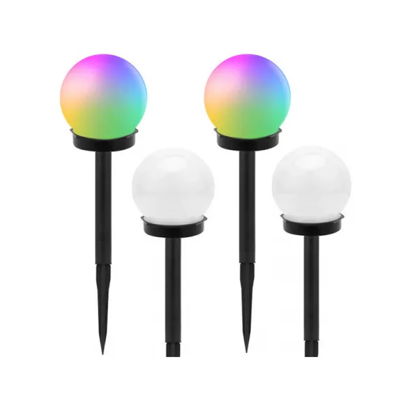 4 bunte RGB Solar-Gartenkugellampen 10 cm