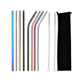   8x Metallstrohhalme mit mehrstufigem umweltfreundlichem Reiniger