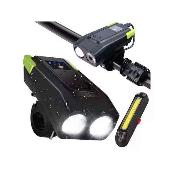 Starke Fahrradlampe vorne LED Rücklicht Tacho Akku 2in1