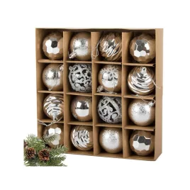   Weihnachtsbaumschmuck 6 cm Set, 16 Stück mit festlichen Mustern