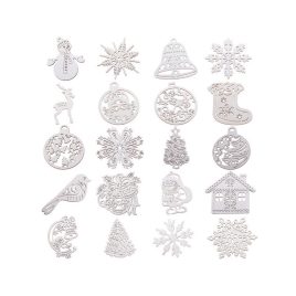   Holz-Weihnachtsbaumschmuck 20 Dekoelemente Kugeln Schmuckstücke